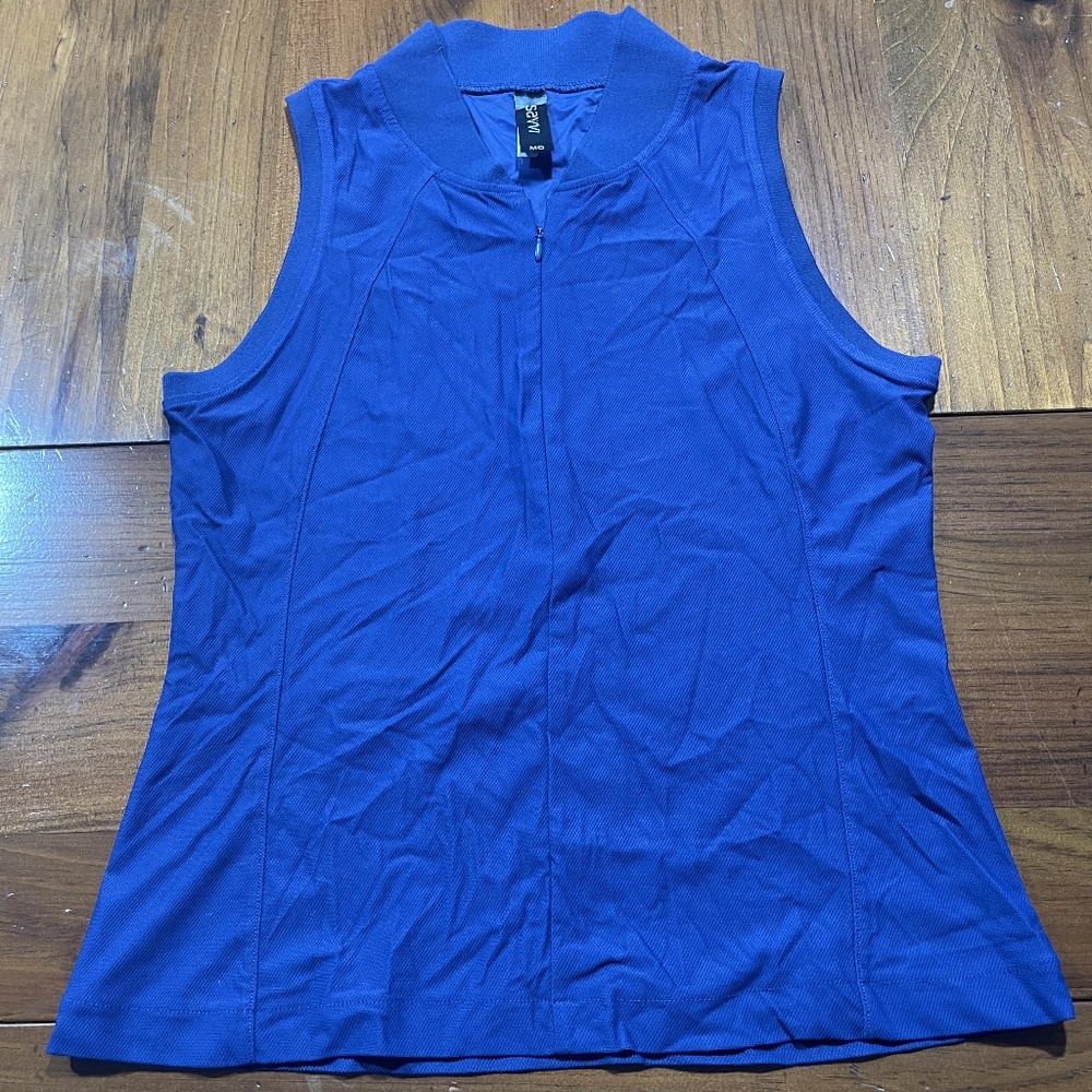 Savvi Womens Blue 1/4 Zip Lightweight Sleeveless Golf Tank Top Shirt Size Medium